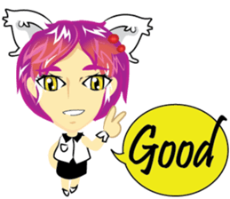 cartoon little cat girl sticker #7102681