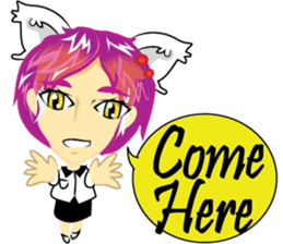 cartoon little cat girl sticker #7102682