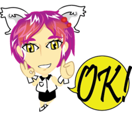 cartoon little cat girl sticker #7102686