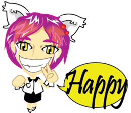 cartoon little cat girl sticker #7102689