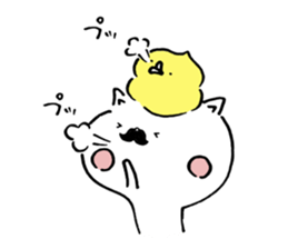 Respectable beard of cat and Soft birds sticker #7111187