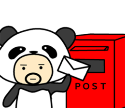 Uncle wearing a costume of panda2 sticker #7118337