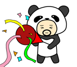 Uncle wearing a costume of panda2 sticker #7118344