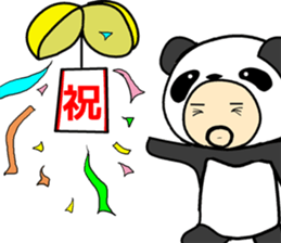 Uncle wearing a costume of panda2 sticker #7118345
