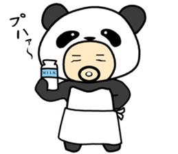 Uncle wearing a costume of panda2 sticker #7118347