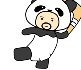 Uncle wearing a costume of panda2 sticker #7118350