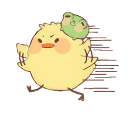 Motivated chick and Lackadaisical frog sticker #7132630