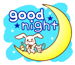 Moonlit night Child rabbit. English sticker #7137638