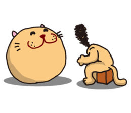 Stuffed animal of round cat sticker #7149854