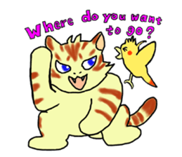 Kitten and cockatiel sticker #7168697