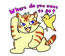 Kitten and cockatiel sticker #7168697