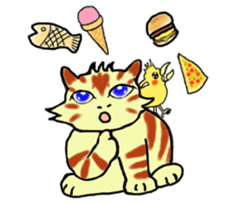 Kitten and cockatiel sticker #7168699