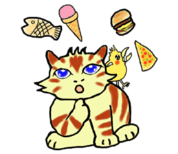 Kitten and cockatiel sticker #7168699