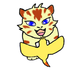 Kitten and cockatiel sticker #7168708
