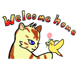 Kitten and cockatiel sticker #7168709