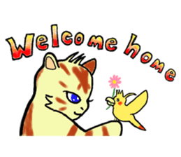 Kitten and cockatiel sticker #7168709