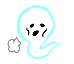 Cute white ghost sticker #7174551