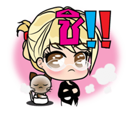 Working women & cat Stickers sticker #7175078