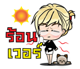 Working women & cat Stickers sticker #7175087