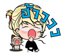 Working women & cat Stickers sticker #7175090