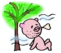 Pig mysterious friend of the mustache sticker #7178539