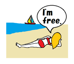 Marie on the beach(e). sticker #7182344