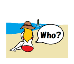 Marie on the beach(e). sticker #7182347