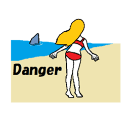 Marie on the beach(e). sticker #7182349