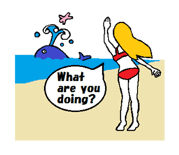 Marie on the beach(e). sticker #7182350