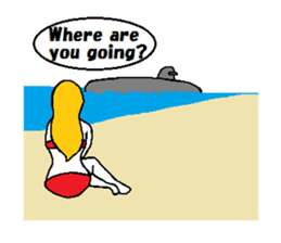 Marie on the beach(e). sticker #7182352