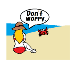 Marie on the beach(e). sticker #7182356