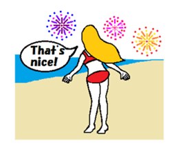 Marie on the beach(e). sticker #7182358