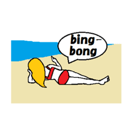 Marie on the beach(e). sticker #7182359