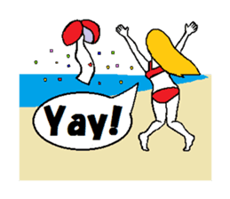 Marie on the beach(e). sticker #7182360