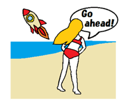 Marie on the beach(e). sticker #7182361