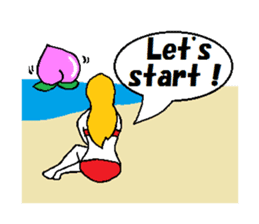 Marie on the beach(e). sticker #7182363