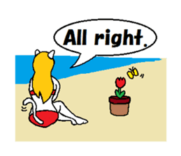 Marie on the beach(e). sticker #7182364