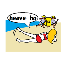 Marie on the beach(e). sticker #7182365
