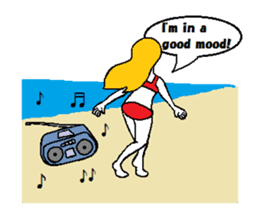 Marie on the beach(e). sticker #7182367