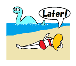 Marie on the beach(e). sticker #7182368