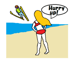 Marie on the beach(e). sticker #7182370