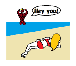 Marie on the beach(e). sticker #7182374