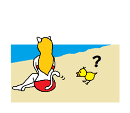 Marie on the beach(e). sticker #7182375