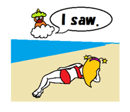 Marie on the beach(e). sticker #7182379