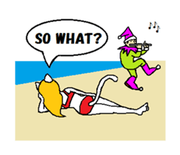 Marie on the beach(e). sticker #7182380