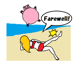 Marie on the beach(e). sticker #7182382