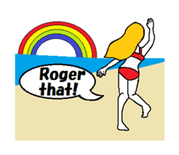 Marie on the beach(e). sticker #7182383