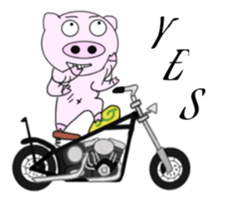 The pig began to ride a motorcycle 3rd sticker #7185136