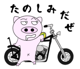 The pig began to ride a motorcycle 3rd sticker #7185139