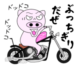 The pig began to ride a motorcycle 3rd sticker #7185141